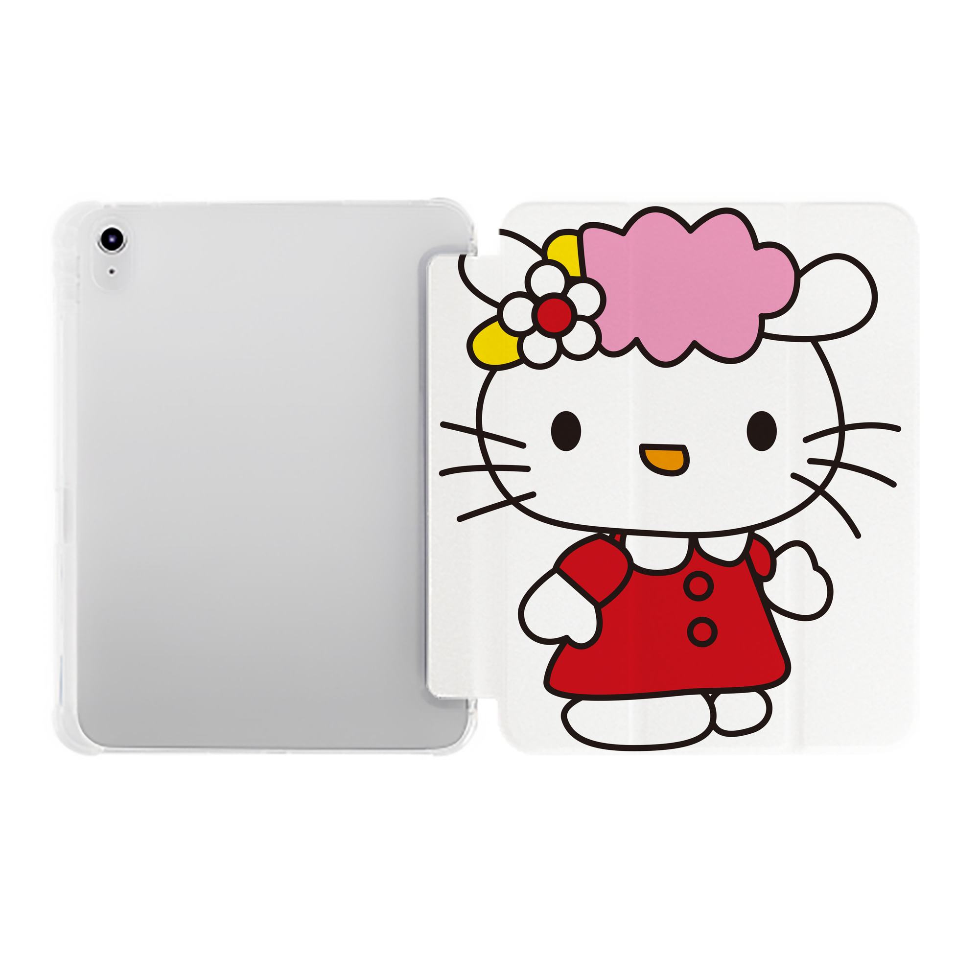 （画像用） Hello Kitty ハローキティ IPad ケース ペン収納付き 三つ折りスタンド PUレザー×シリコン 対応機種9.5/10.5/10.9インチ